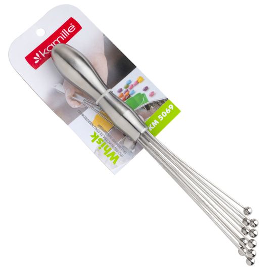 Венчик из нержавеющей стали Kamille КМ-5069 с прямыми прутками и шариками