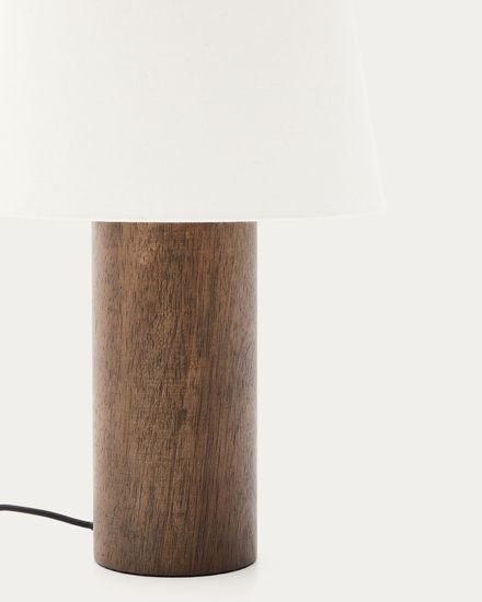 Настольная лампа Marga из массива каучукового дерева с темной отделкой