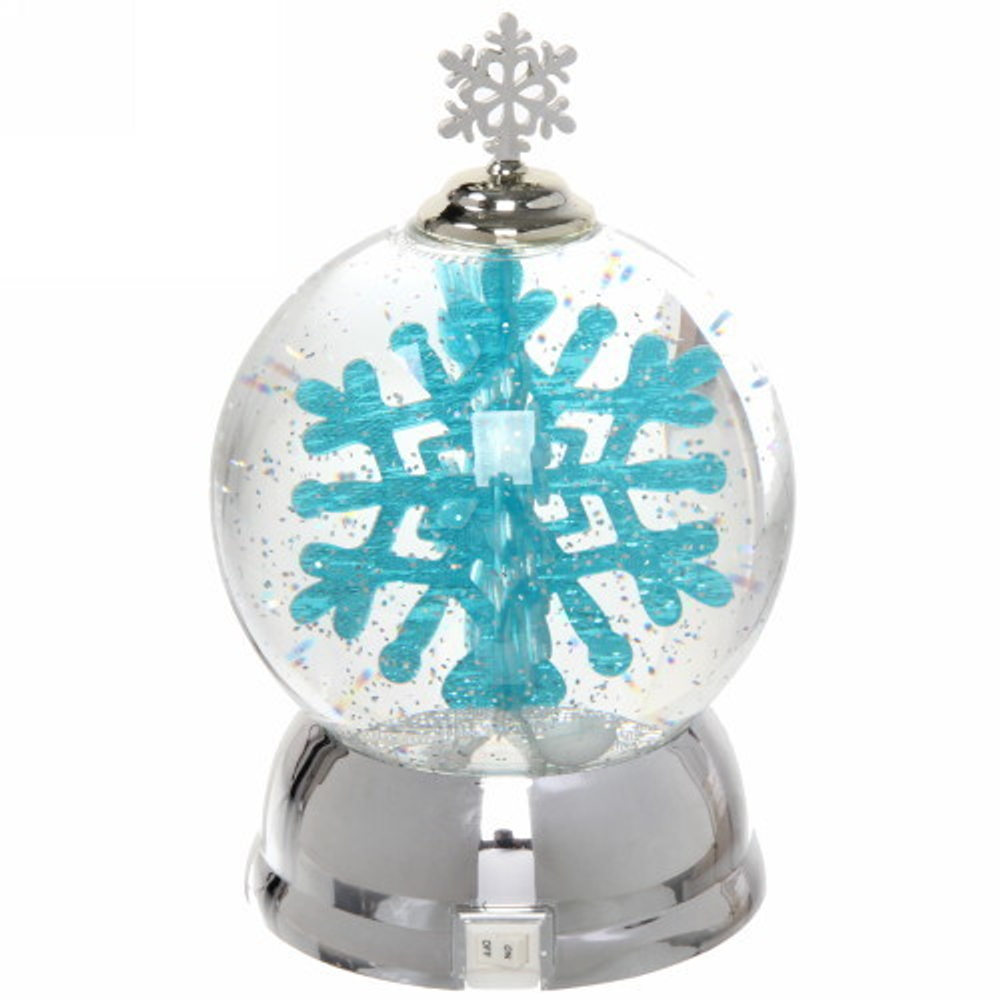 Сувенир с подсветкой «Снежинка в шаре» 17см Голубой
