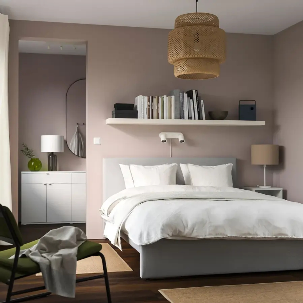 Двуспальная кровать - IKEA GLADSTAD, 200х140 см, светло-серый, ГЛАДСТАД ИКЕА