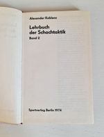 Lehrbuch der Schachtaktik Koblenz Band 2 Berlin 1974