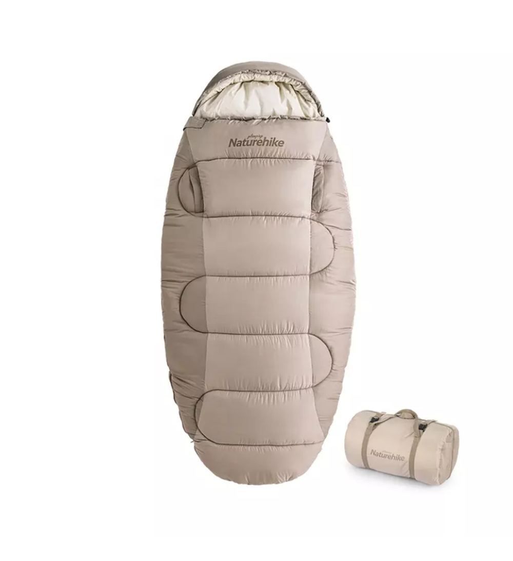 Мешок спальный Naturehike Oval PS200, 220х95 см, (правый) (ТК: +9°C), бежевый