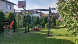 Монтаж уличной шведской стенки Sv Sport Рукоход (5 вертикальных столбов)