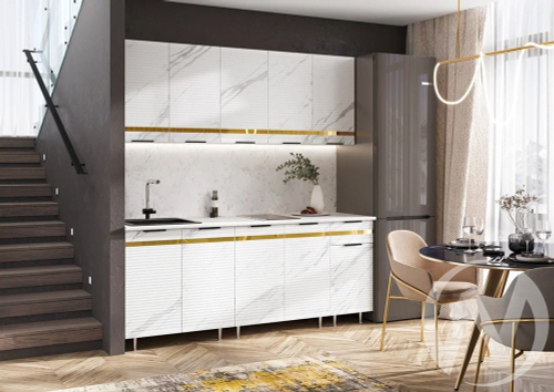 Кухня Милена 2;0м (белый/мрамор белый софт/антарес)