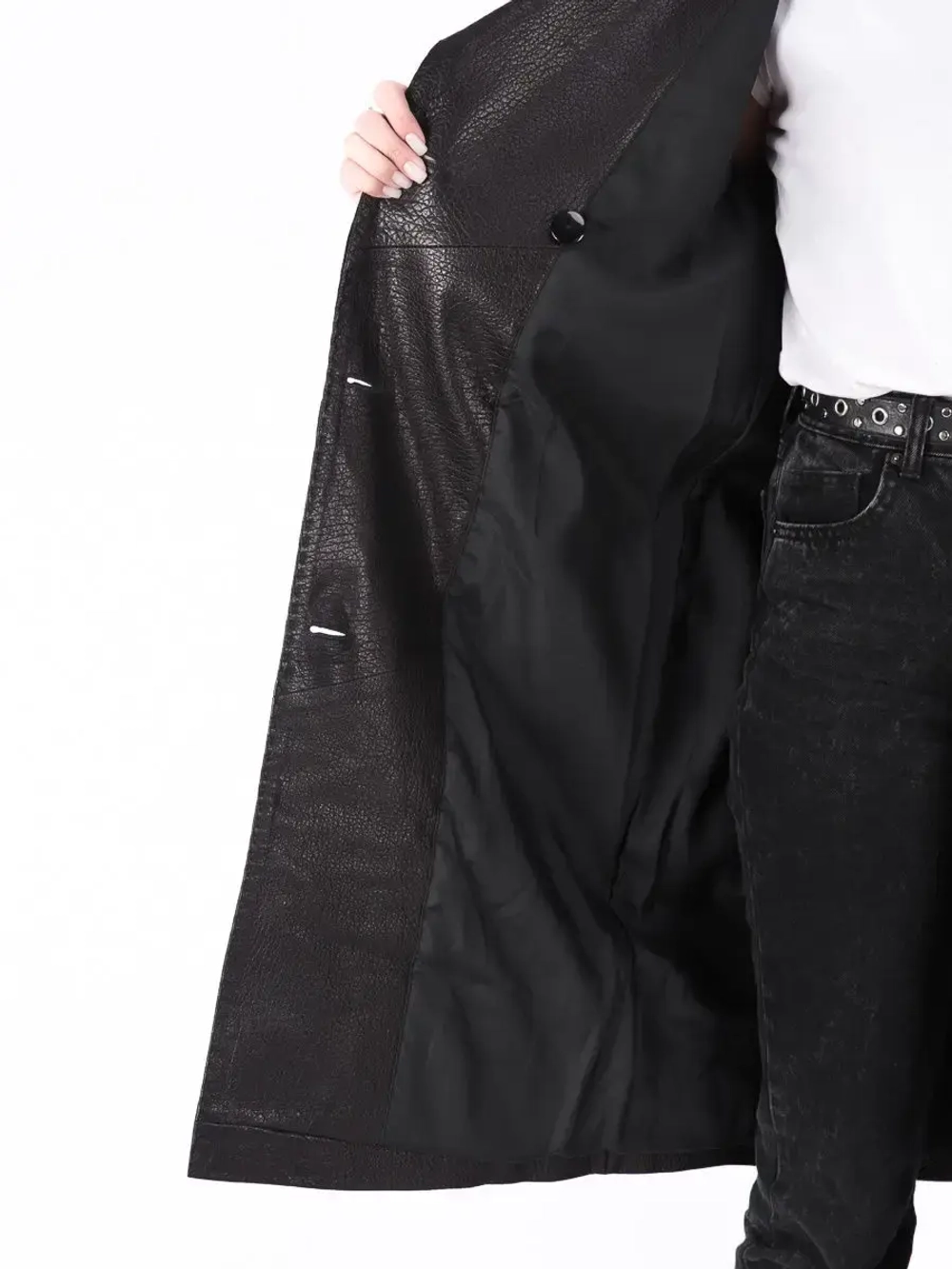 Кожаный плащ пальто осеннее из натуральной кожи и замши