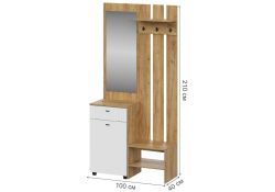 Модульная прихожая Эдолина комплектация 1 дуб золотой / белый матовый