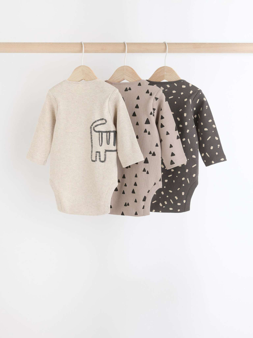 Боди с длинным рукавом для малышей Next N27-275, 3 шт., Бежевый, Серый