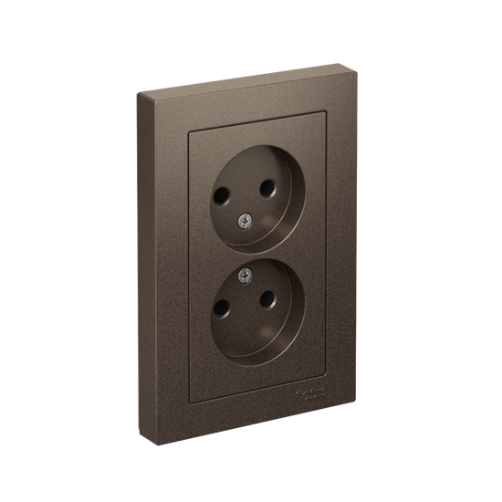 Розетка 2-м СП AtlasDesign 16А IP20 без заземл. в сборе мокко SE ATN000620