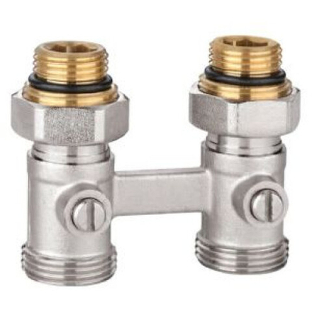 VR2074 VIEIR Узел прямой для нижнего подключения радиатора (латунь)