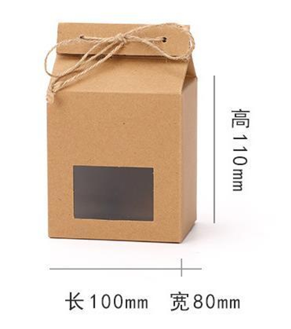 269041 Коробка подар. "№532" с окном, с бечевкой, h=11см, размер=10*8см, картон крафт