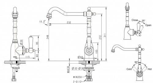 Смеситель для кухни Bravat Art бронза