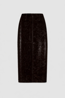 Кожаная юбка шоколадного цвета