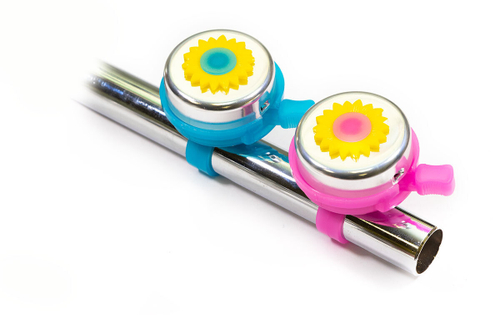 Звонок механический d 52мм алюминий-пластик, цветок cеребристо-розовый