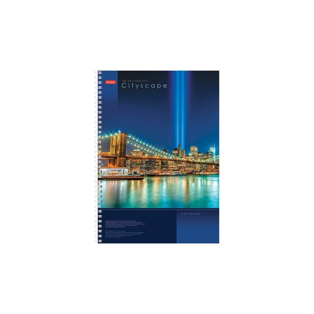 Тетрадь А-4 100л. кл. греб. Хатбер с карманом CityScape 100Ткм4B1сп_12523