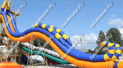 Надувная водная горка «Морской конёк» для вышки (опоры), 15×3×8 м