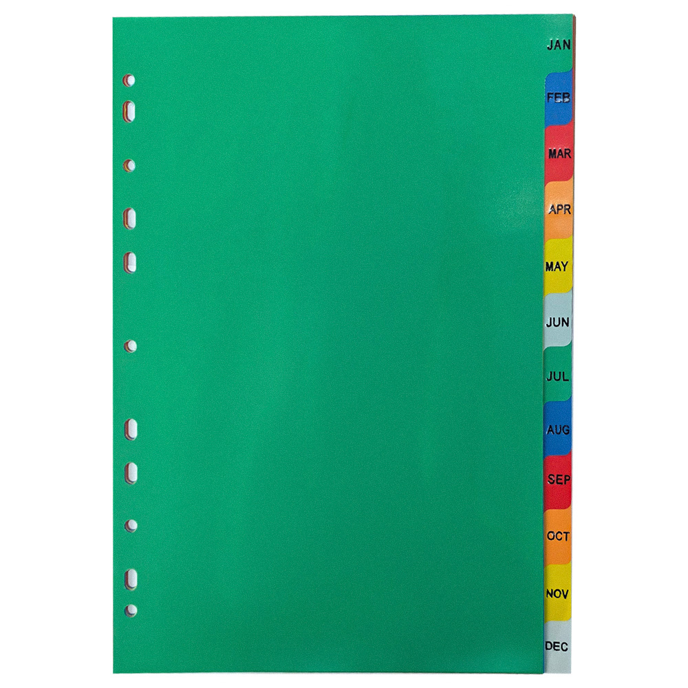 Разделитель пластиковый BASY, А4, January-December, цветной