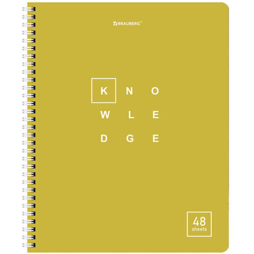 Тетрадь А5 48 л. BRAUBERG, гребень, клетка, обложка картон, "Knowledge", 404339, 4шт