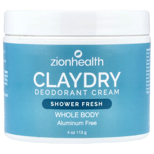 Zion Health, ClayDry, крем-дезодорант, свежесть для душа, 113 г (4 унции)