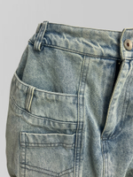 Юбка-баллон T2660 джинсовая с шортиками и карманами