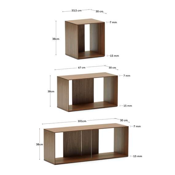 Litto Набор из 6 модульных полок из шпона ореха 101 x 152 см