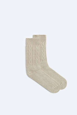 ZARA НОСКИ С УЗОРОМ «КОСЫ», БЕЖЕВЫЙ