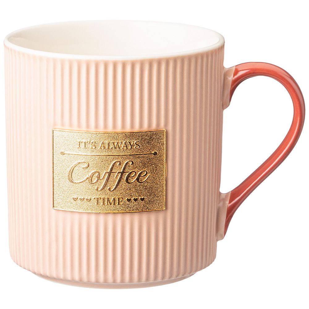 КРУЖКА РОЗОВАЯ С ЗОЛОТОЙ ДЕТАЛЬЮ 360 МЛ (КОР=36ШТ)