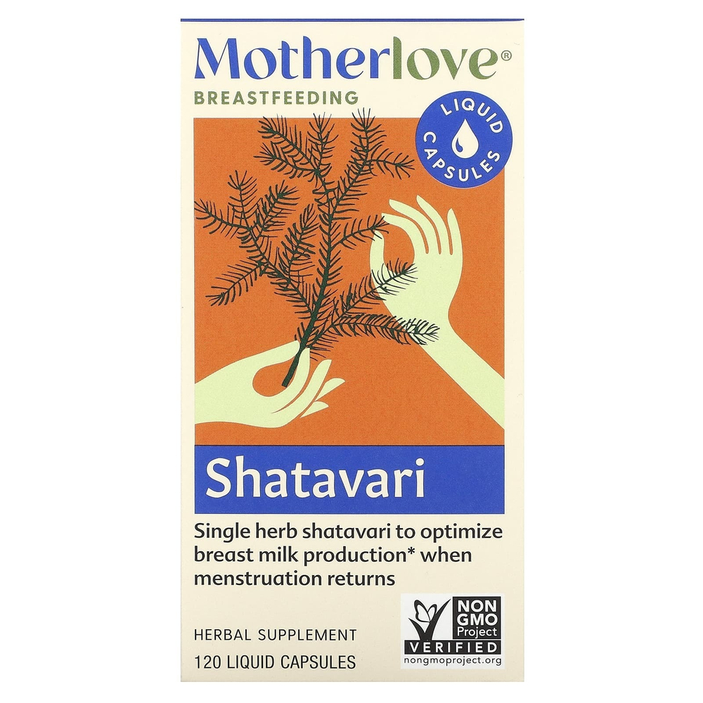 Motherlove, Кормление грудью, шатавари, 600 мг, 120 жидких капсул