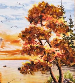 AMB-03/63 Картина «Красота природы» (с янтарной крошкой) H-32см