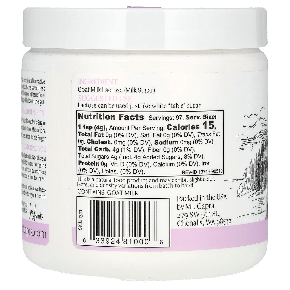 Mt. Capra, Лактоза из козьего молока, 391 г (13,8 унции)