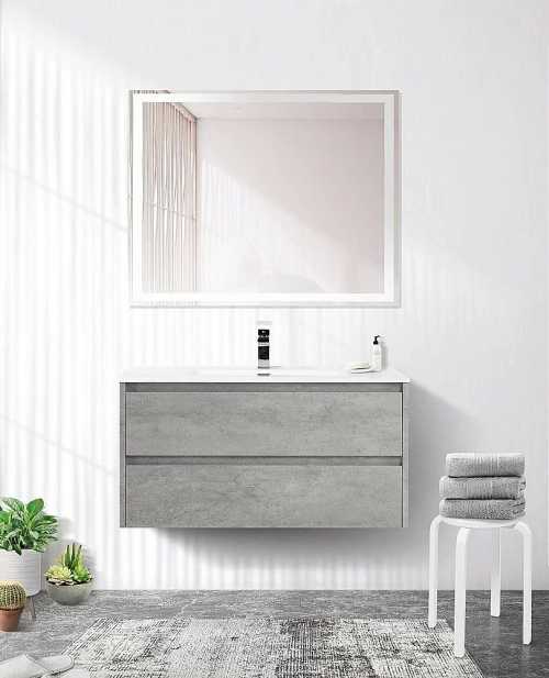 Тумба с раковиной BelBagno KRAFT 80 2C-SO/BB800ETL Cemento Grigio