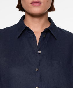Oysho Льняная рубашка, темно-синий
