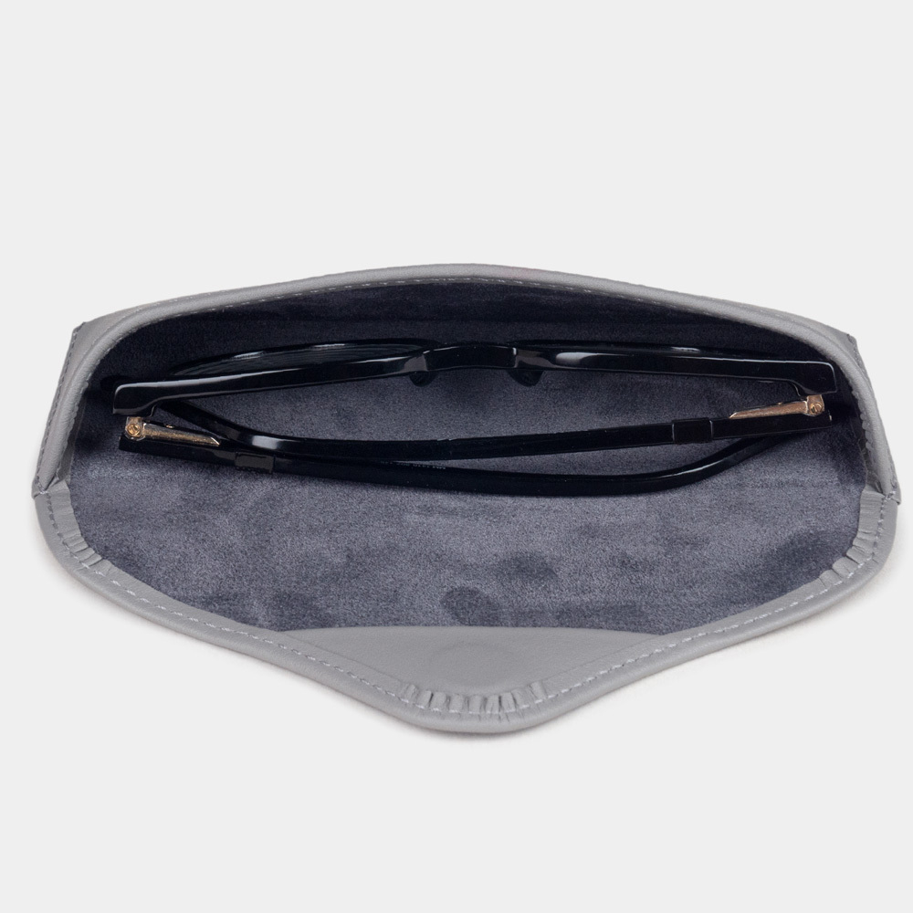 Футляр для очков Vision из кожи теленка, серого цвета