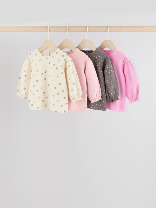 Лонгслив для малышей Next E67-019, 4 шт., Молочный, Розовый, Коричневый