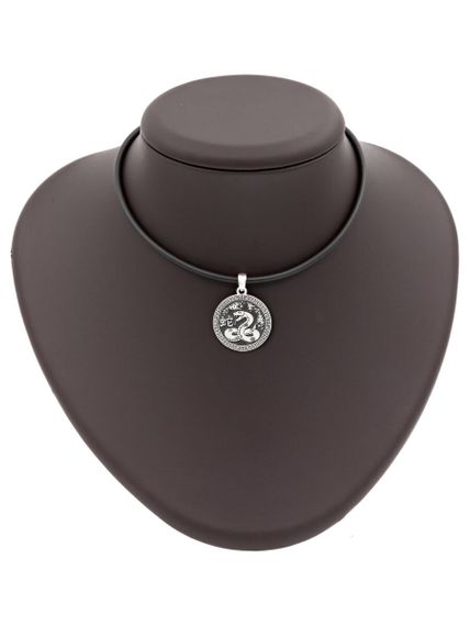 Китайский знак зодиака Змея подвеска из серебра 925 пробы, на постаменте