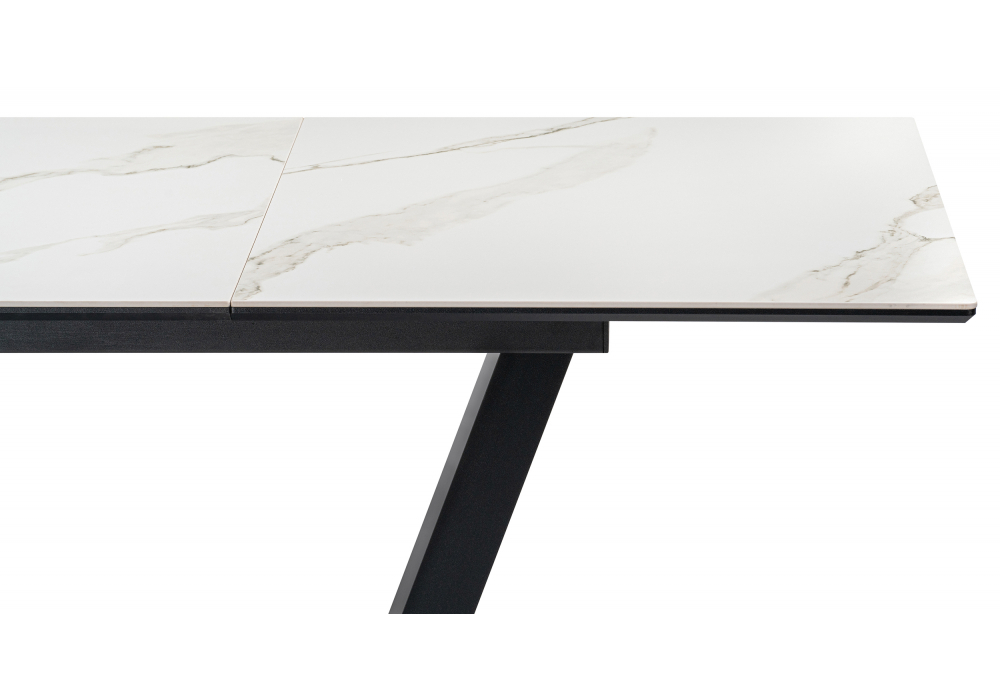 Керамический стол Woodville на тумбе Иматра 140(180)х80х76 белый мрамор, черный