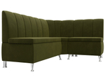 Диван кухонный угловой Кантри правый угол, Зеленый, Микровельвет, 29447