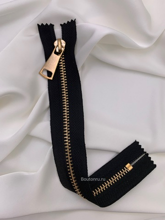 Молния черная золото с массивным бегунком