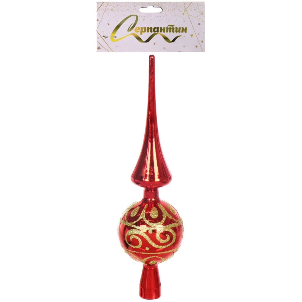 Верхушка на ёлку 26 см «Золотой узор» красный