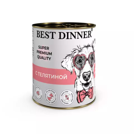 Консервы Best Dinner Super Premium Мясные деликатесы "с телятиной" для щенков и юниоров 340 гр