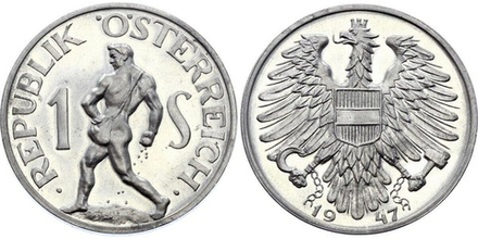Австрия 1 шиллинг, 1946-1957 Сеятель UNC