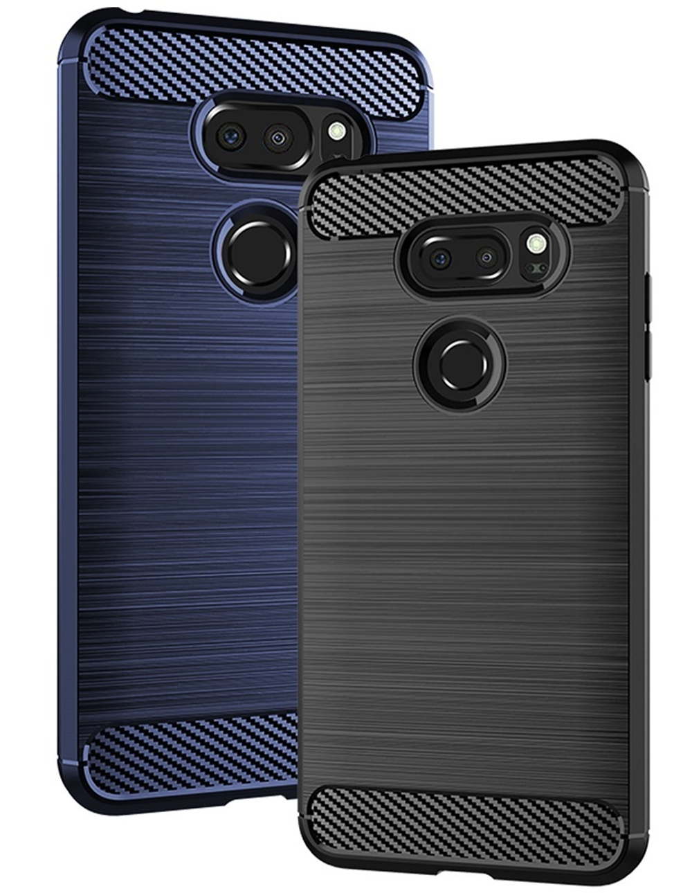 Чехол для LG V30S ThinQ (V30S+ ThinQ, V35 ThinQ) цвет Blue (синий), серия Carbon от Caseport