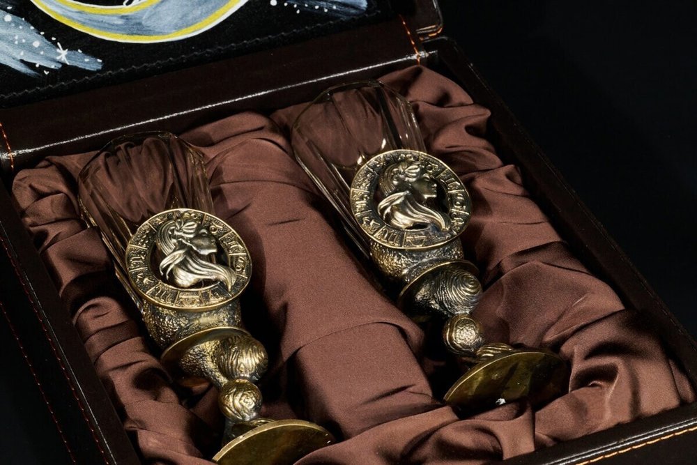 Набор лафитников для водки «Знаки Зодиака Дева» 2 шт. в подарочном футляре c художественным оформлением