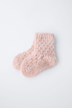 ZARA НОСКИ ИЗ СМЕСОВОЙ ШЕРСТИ, ЦВЕТ РОЗОВОГО ДЕРЕВА
