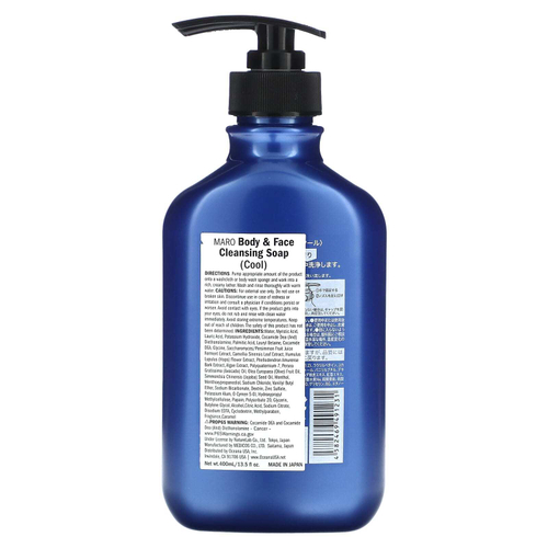 Maro, Очищающее мыло для тела и лица, прохладное, свежее, 400 мл (13,5 жидк. унц.)