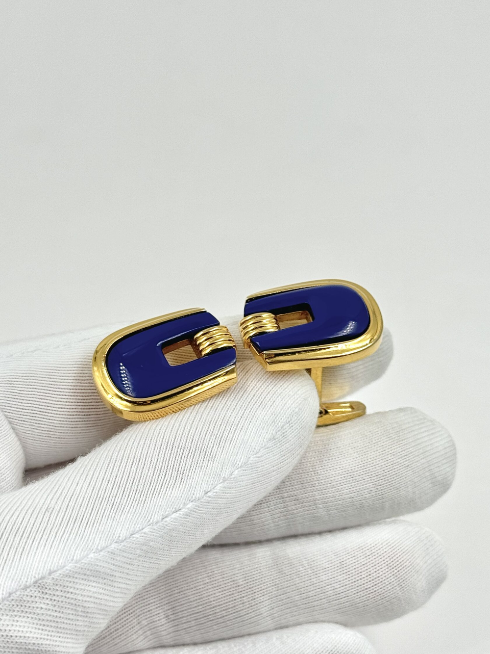 Запонки с синими вставками YSL