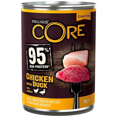 Core консервы для собак с курицей, уткой и морковью (паштет) 400 г банка (95%)