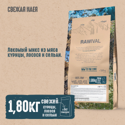 Сухой корм RAWIVAL для взрослых кошек с курицей и рыбой - 5 кг