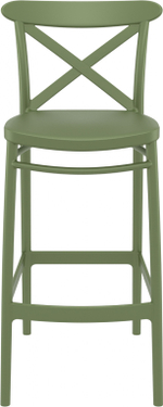 Стул пластиковый барный Siesta Contract Cross Bar 75, оливковый