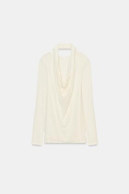 ZARA ФУТБОЛКА С ДВОЙНЫМИ ДЛИННЫМИ РУКАВАМИ, ЖЕЛТОВАТО-БЕЛЫЙ