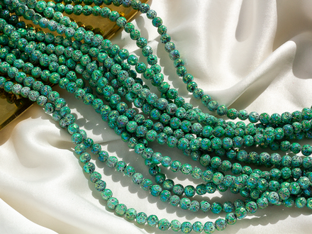 Нить бусин из лавы с радужным покрытием, 6,6мм